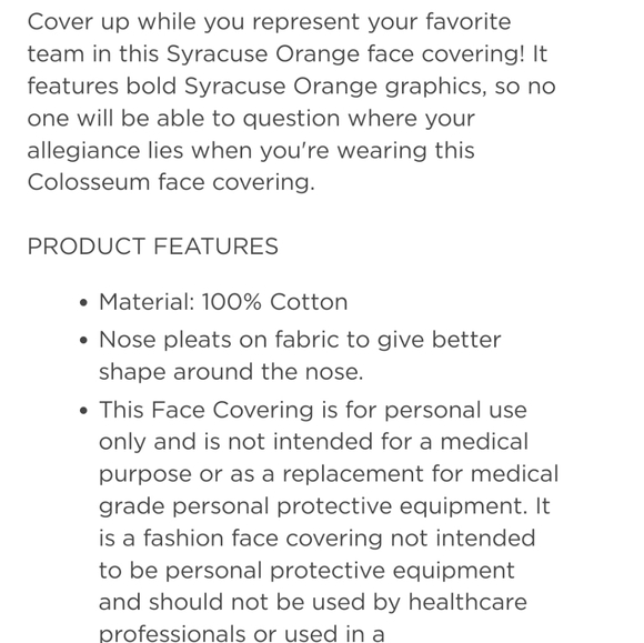 NWT Unisex Syracuse Orange Colosseum 2 Pack Face Covering - Picture 5 of 6